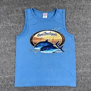 Vintage Hana Paa Legends Hawaiian Tank Top Womens XS Blue Ocean Babydoll Nature